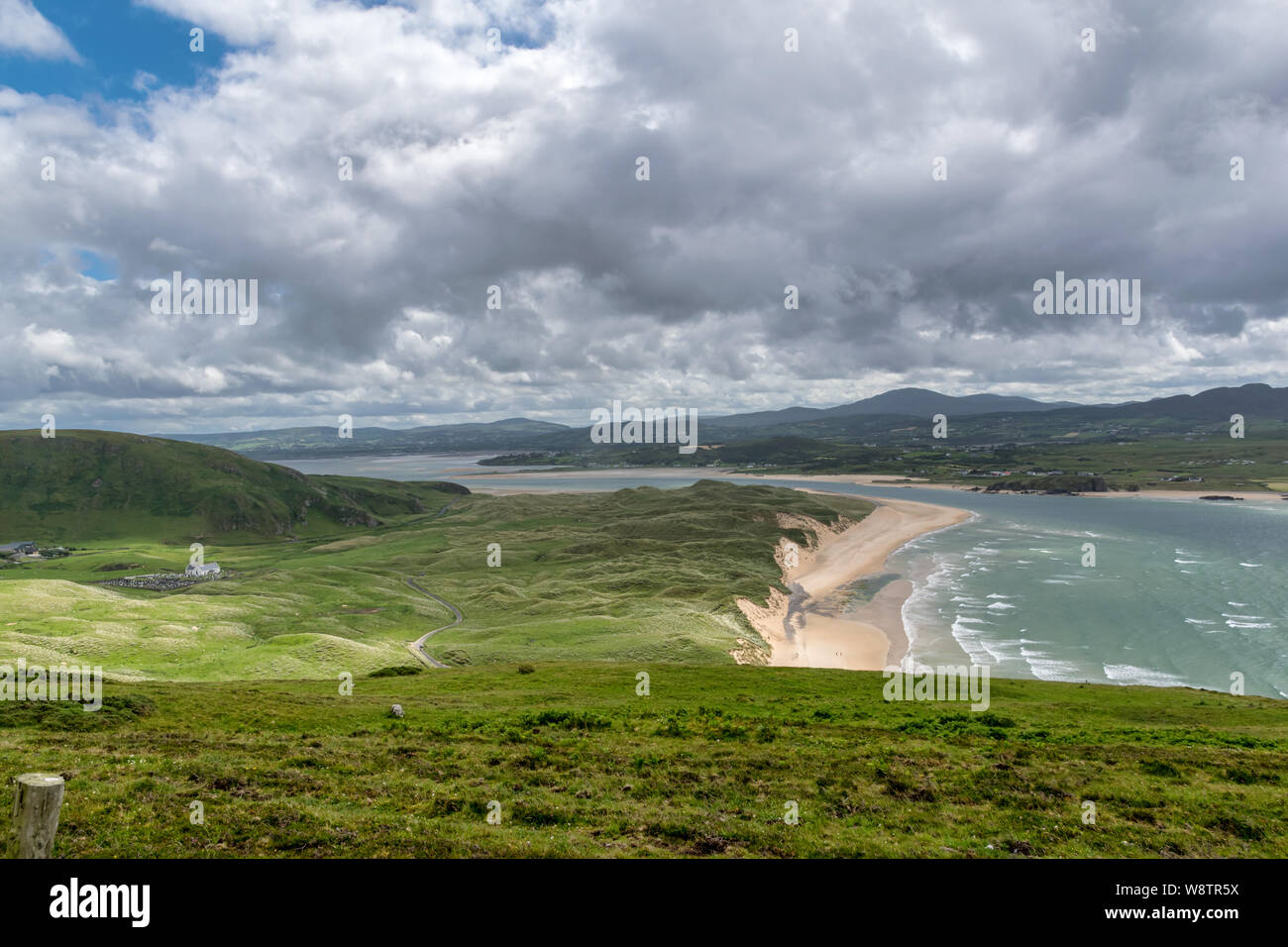 This is a picture of Five Finger Strand beach in Donegal Ireland Stock
