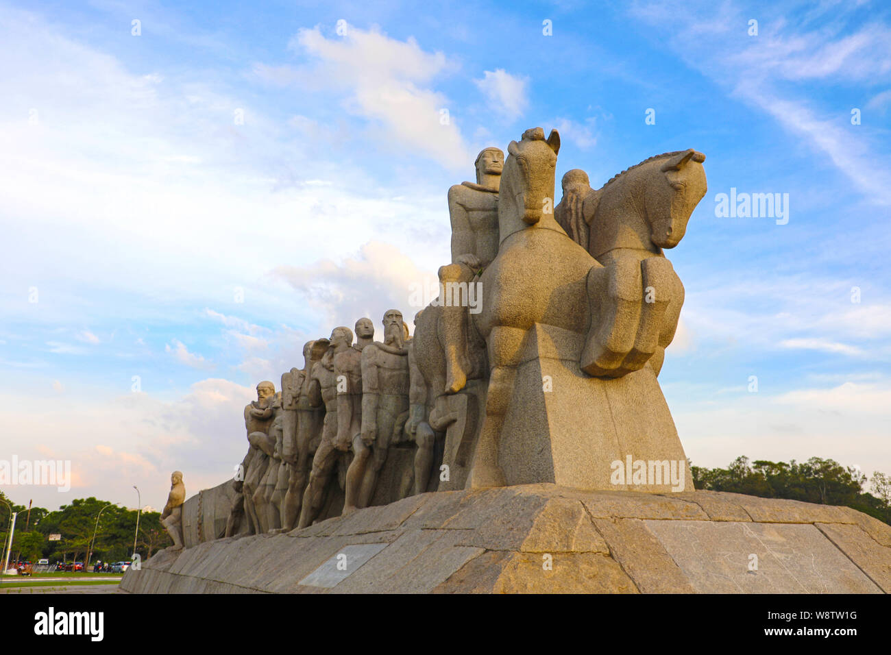 SAO PAULO, BRAZIL - MAY 10, 2019: Monumento as Bandeiras (Monument to the Flags) in Ibirapuera Park, city of Sao Paulo, Brazil Stock Photo