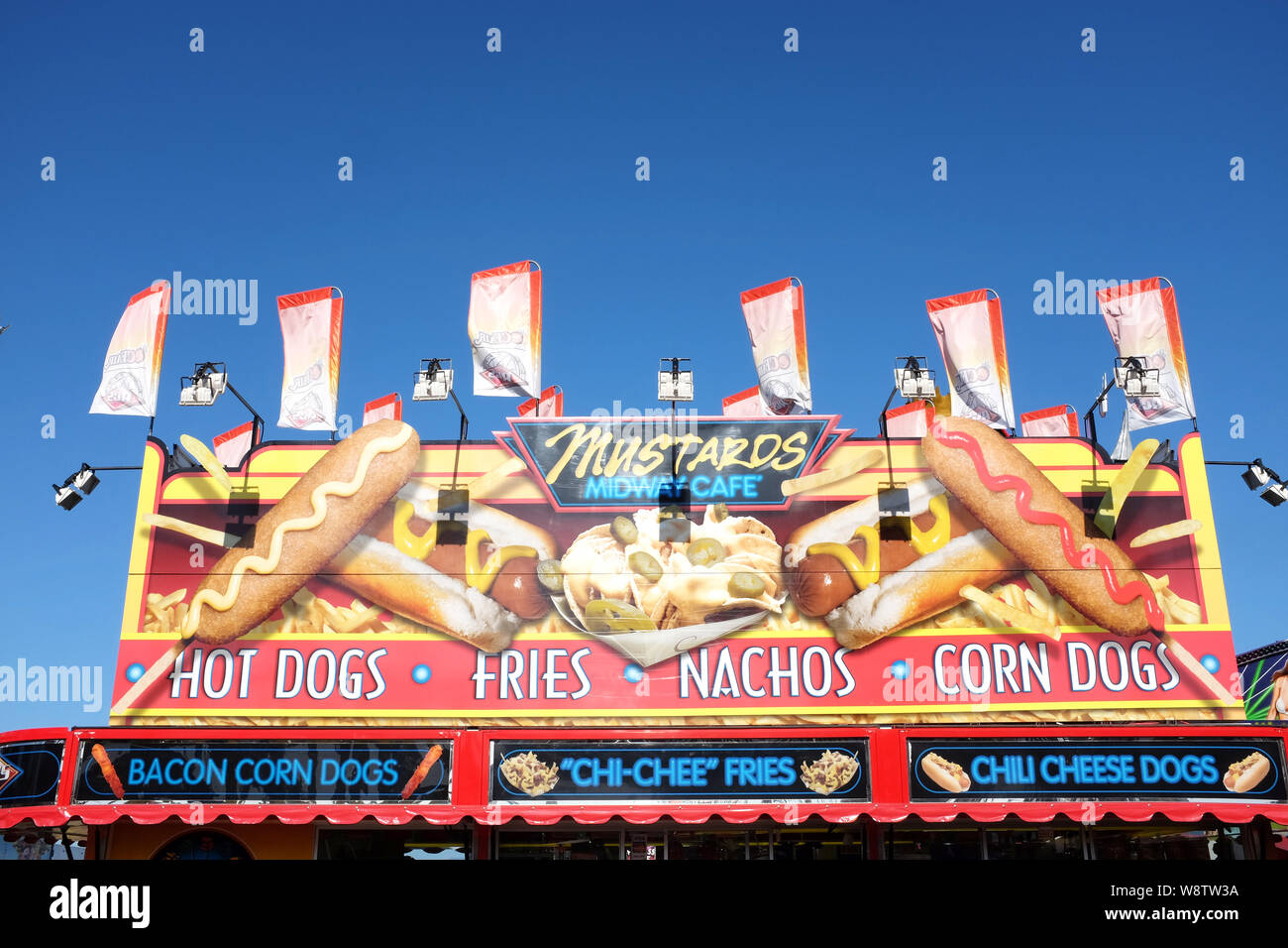 COSTA MESA, CALIFORNIA - AUG 8, 2019: Mustards Midway Cafe at the Orange County Fair. Stock Photo