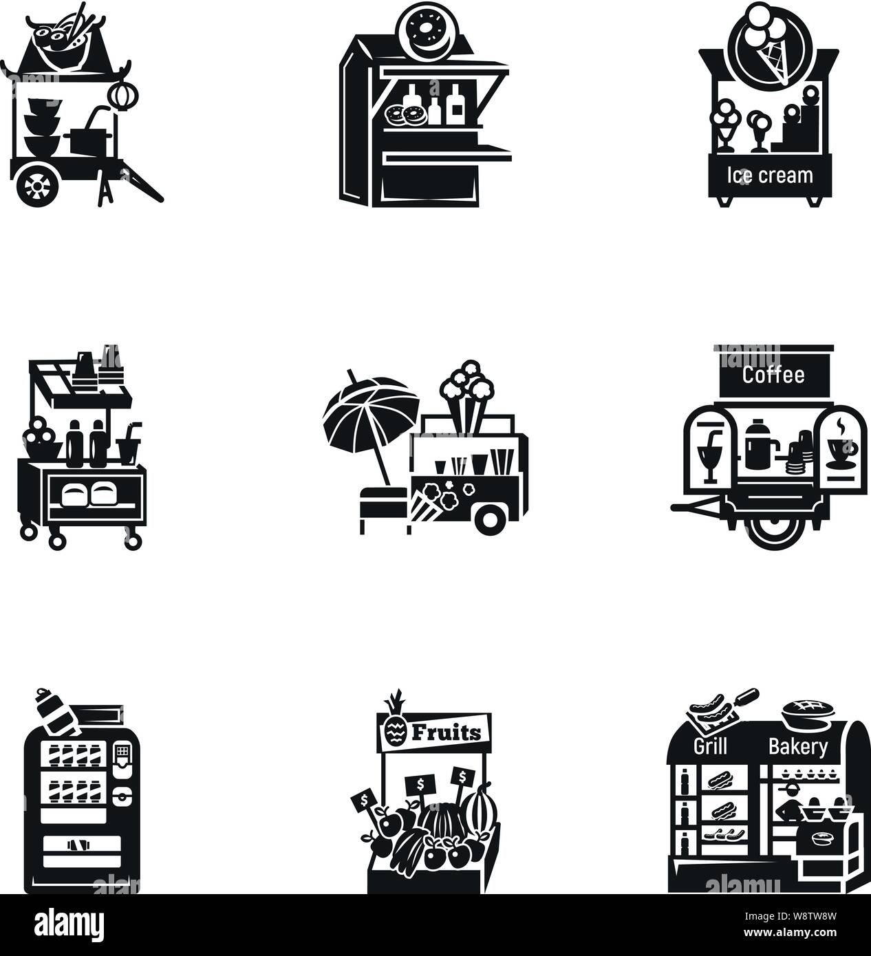City street shop icon set. Simple set of 9 city street shop vector ...