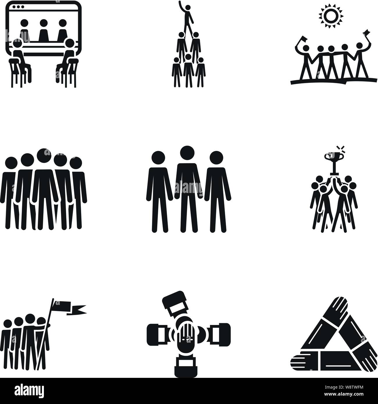 Seo teamwork icon set. Simple set of 9 seo teamwork vector icons for ...