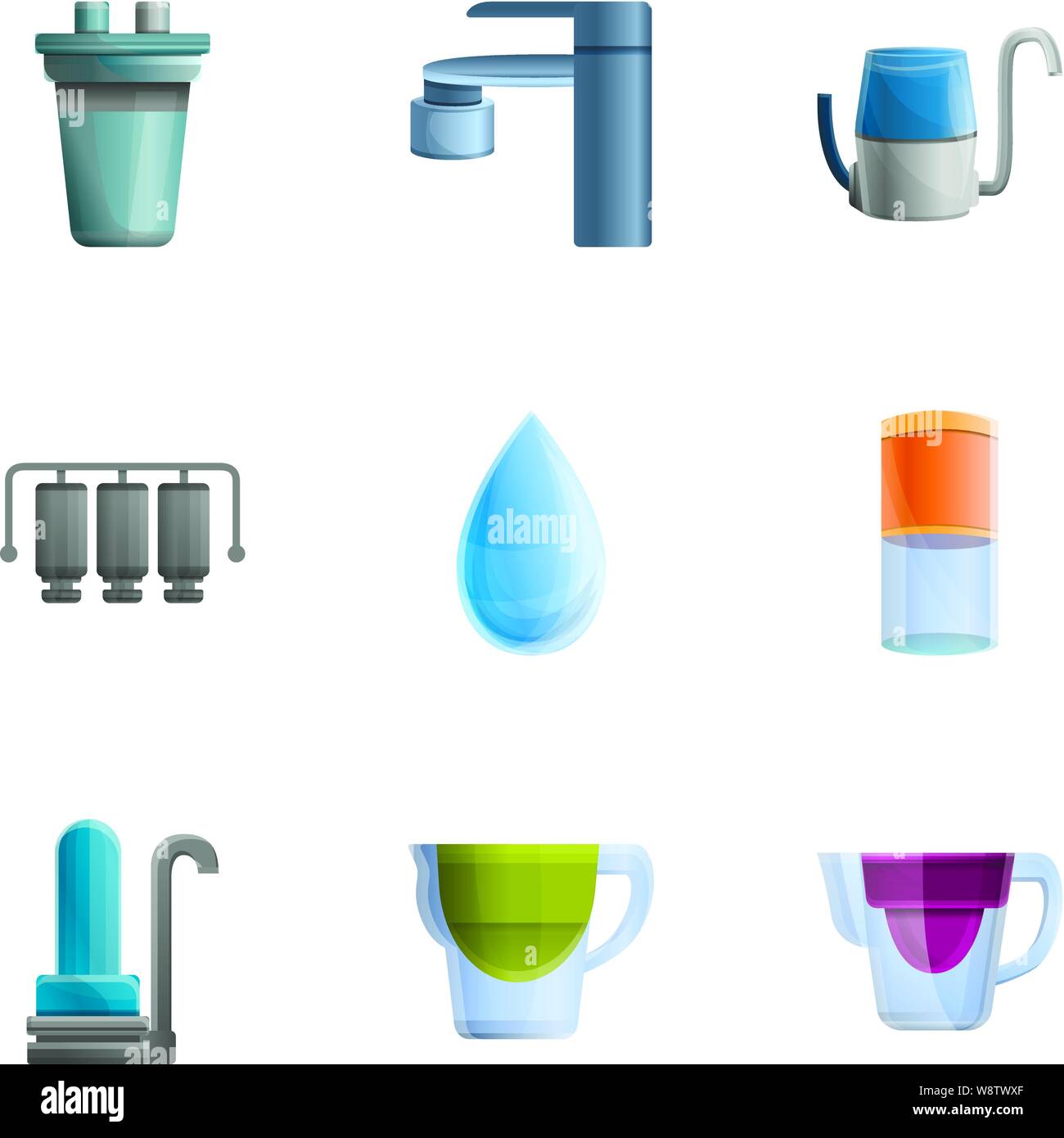 Modern water filtration icon set. Cartoon set of 9 modern water filtration  vector icons for web design isolated on white background Stock Vector Image  & Art - Alamy