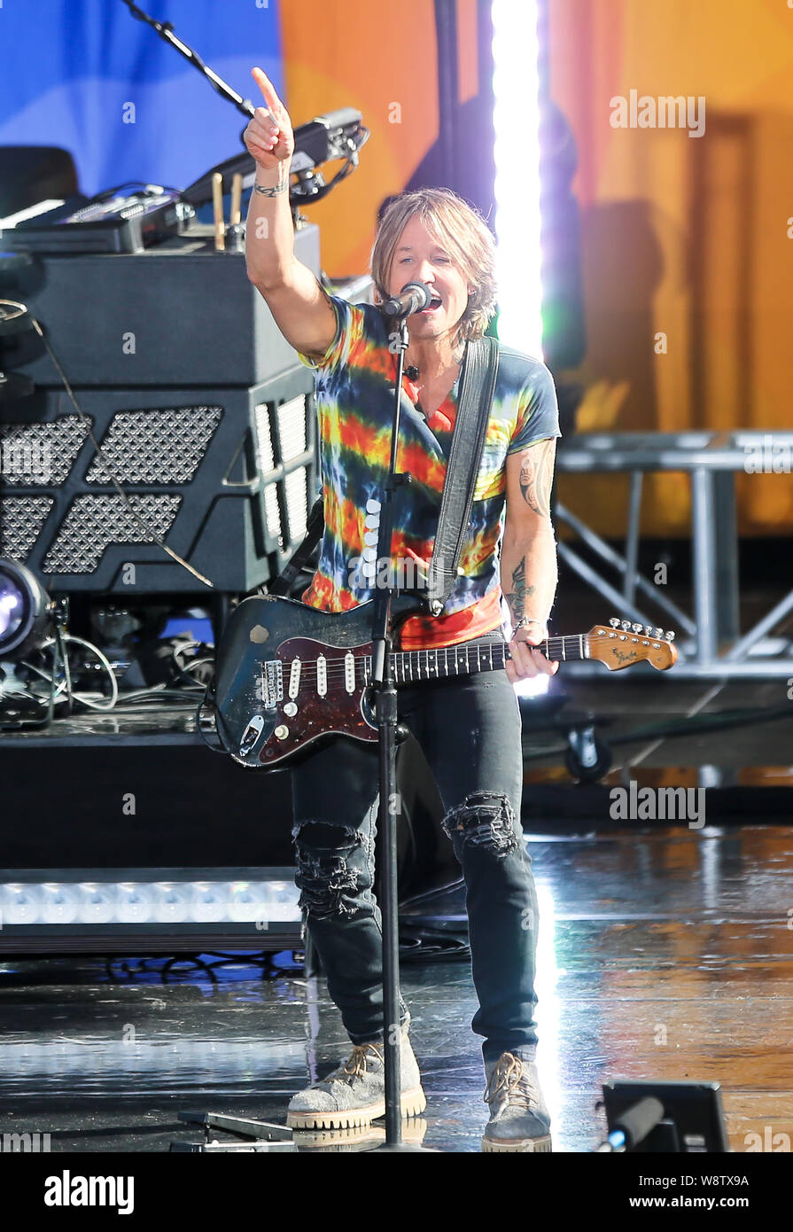NEW YORK - AUG 9: Keith Urban performs on ABC's 'Good Morning America' on August 9, 2019 at Rumsey Playfield in New York City. Stock Photo