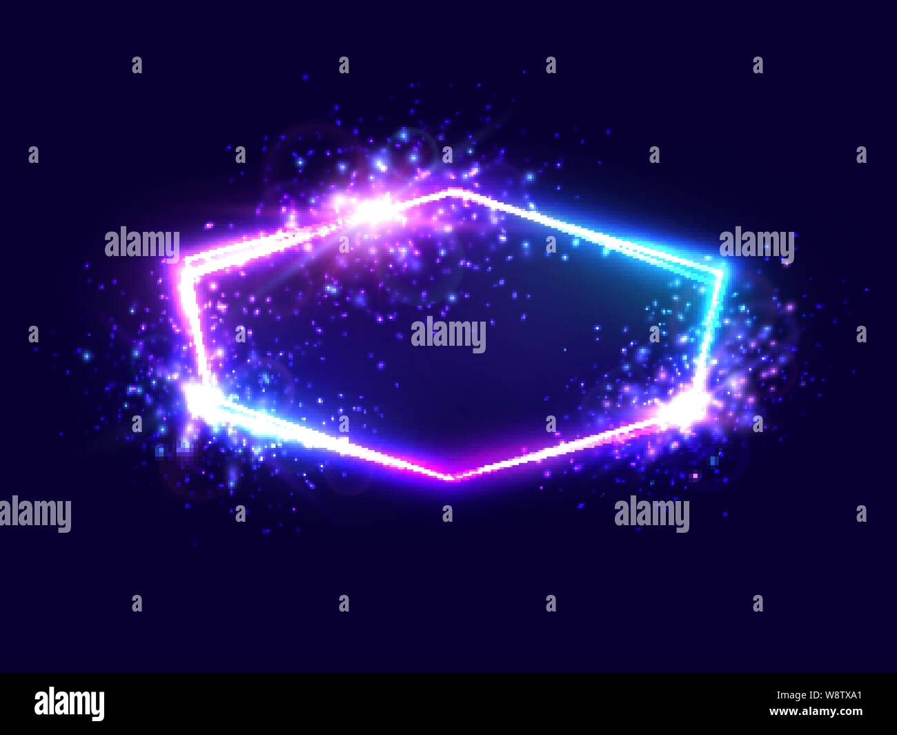 Celebration colorful neon light frame with star Stock Vector Image ...