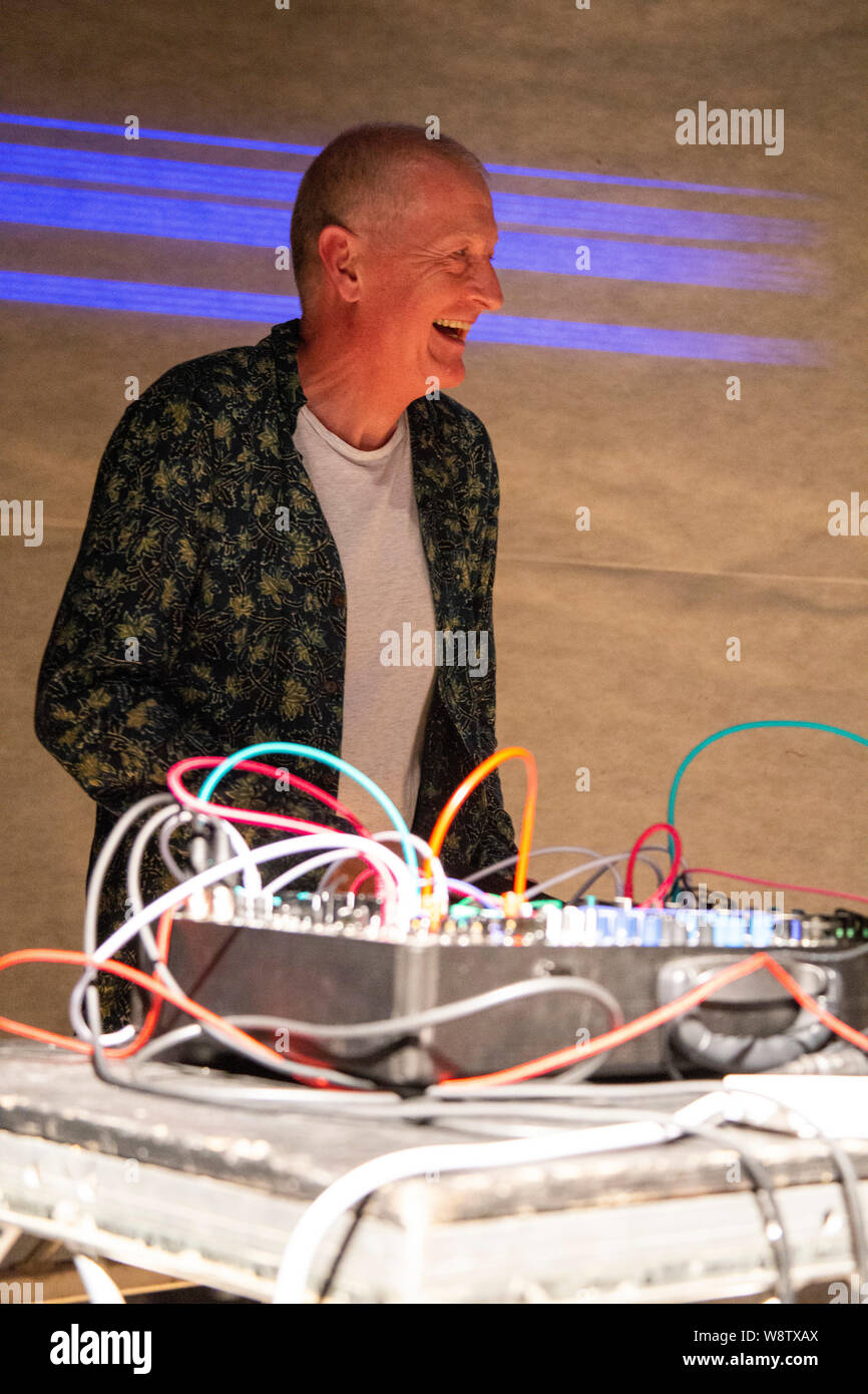 Steve Davis's debut live performance with The Utopia Strong at Supernormal Festival 2019. Brazier's Park, Oxfordshire. Stock Photo