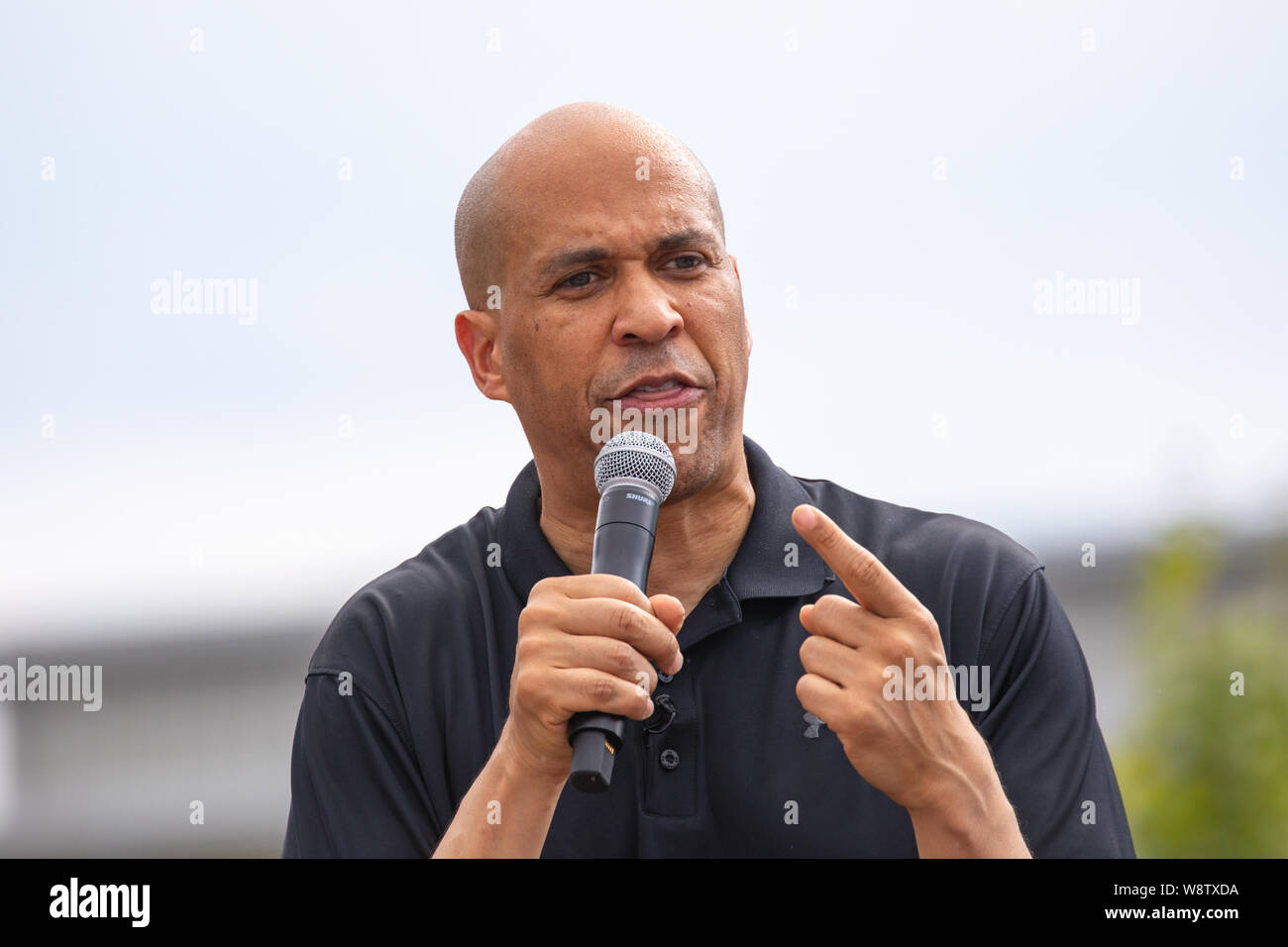 Des Moines, Iowa / USA - August 10, 2019: United States Senator and Democratic presidential candidate Cory Booker greets supporters at the Iowa State Stock Photo