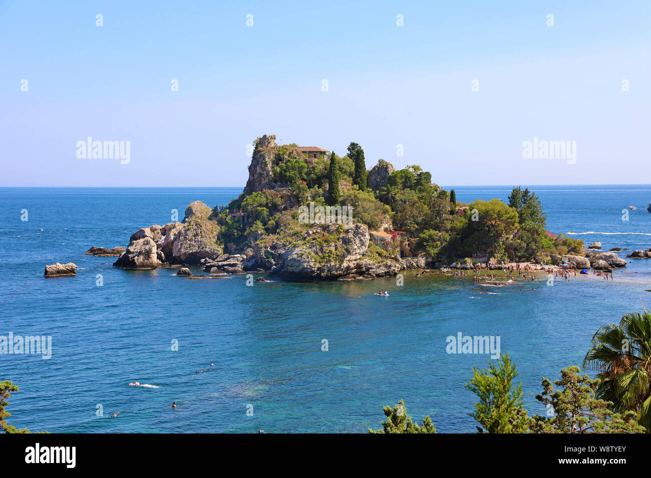 Isola Bella island of Taormina in Sicily, Italy Stock Photo