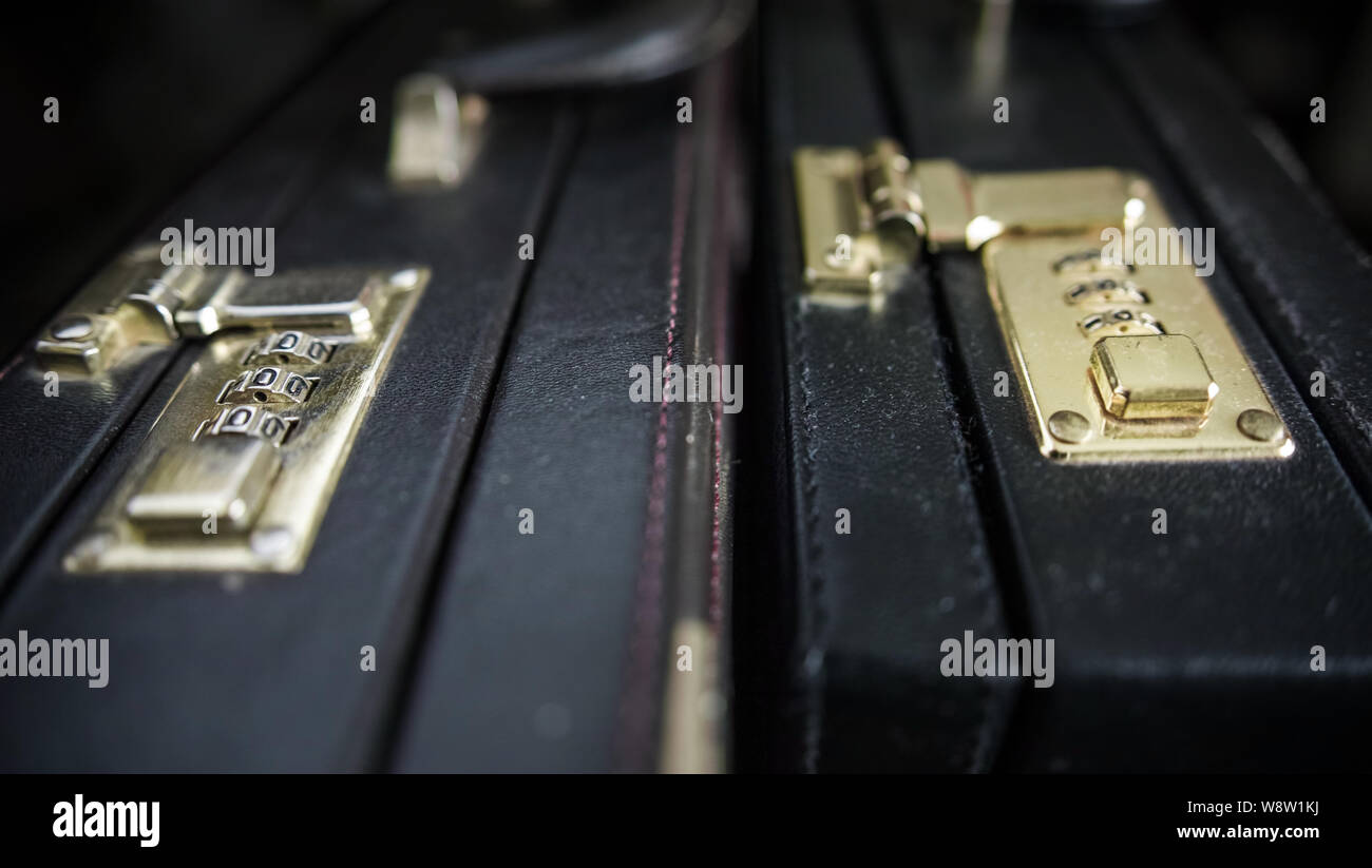 Two briefcases seen in close up. The padlocks Stock Photo Alamy