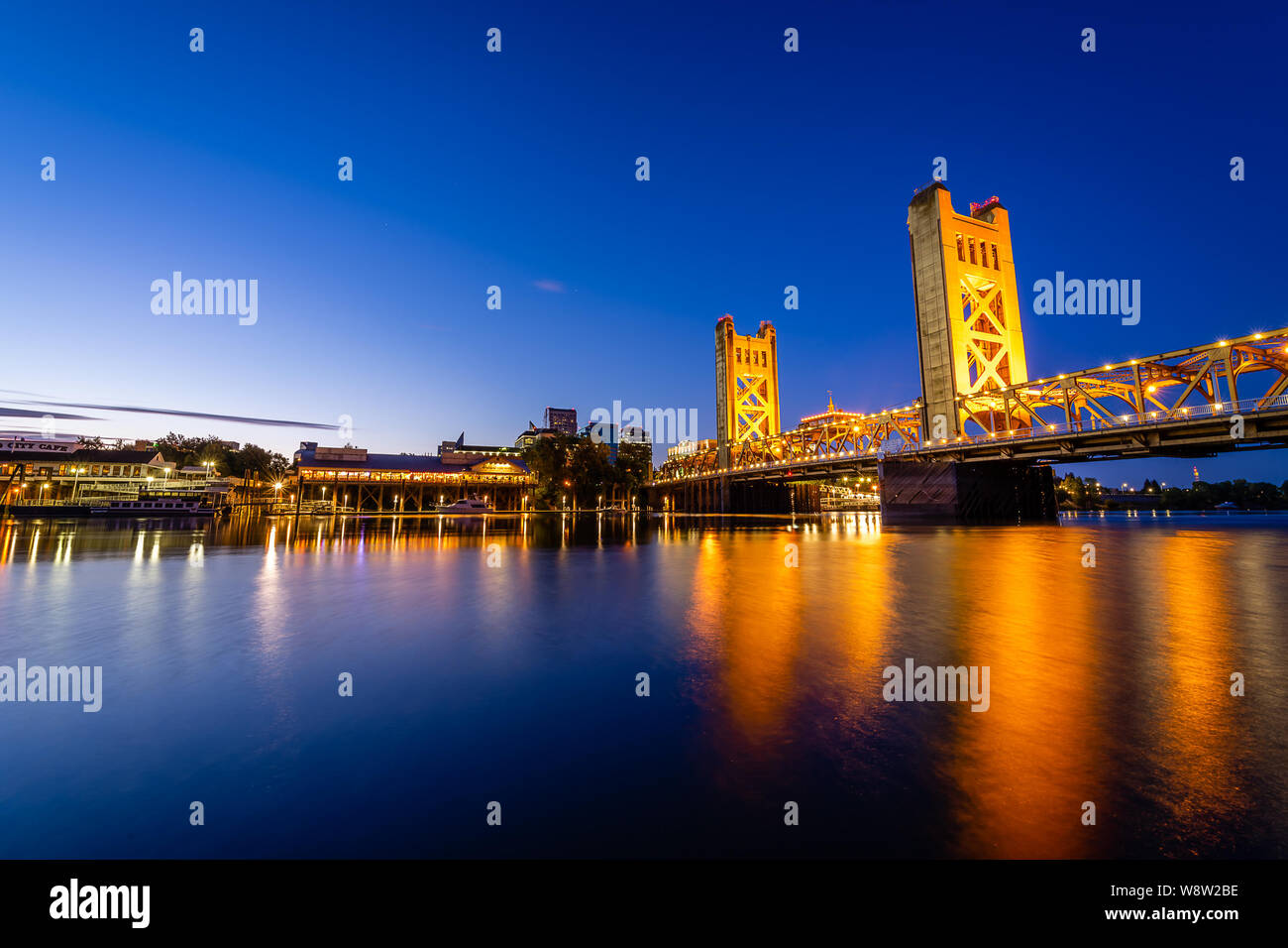 West Sacramento's Tower Bridge at Blue Hour Stock Photo - Alamy