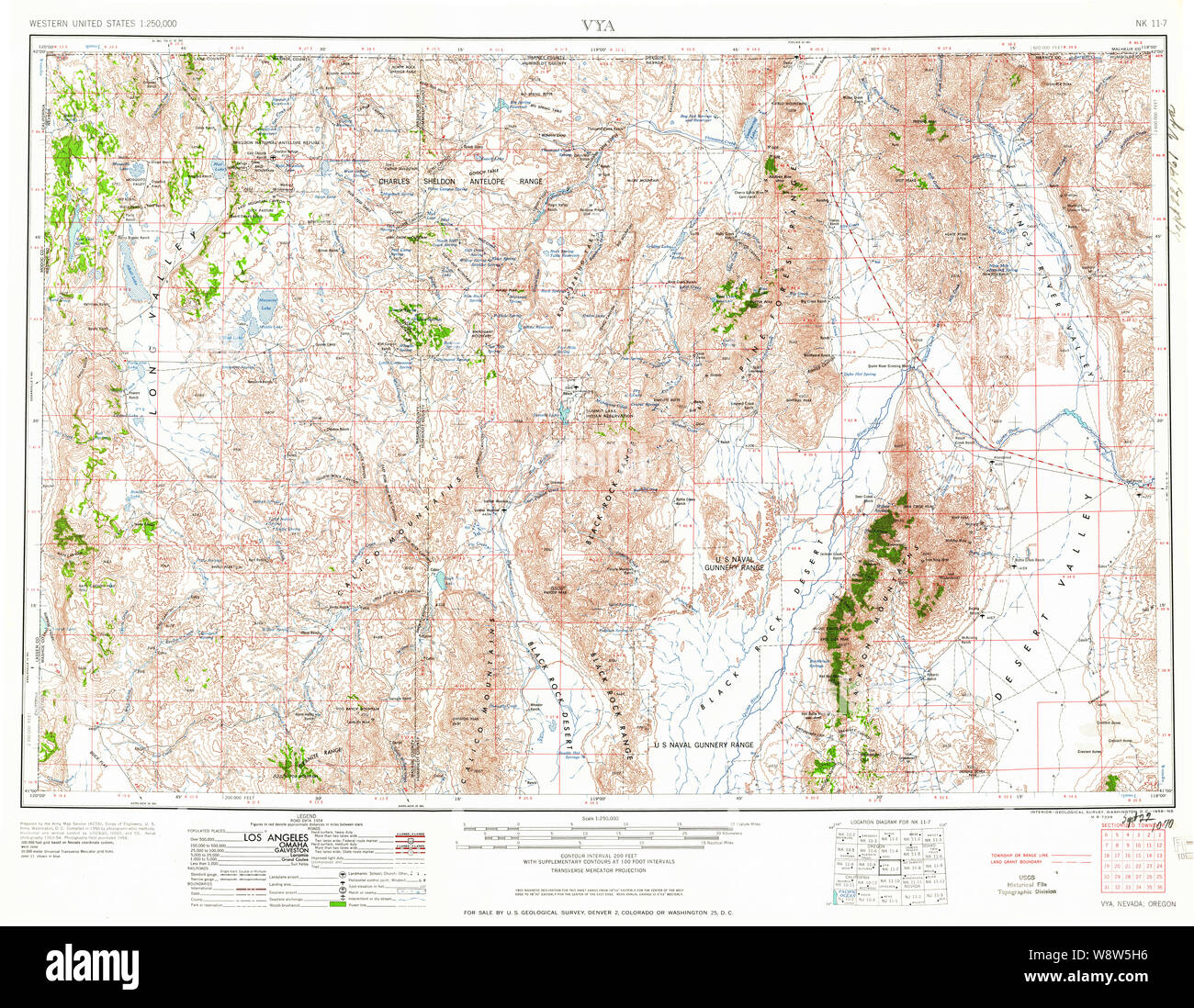 Nev Map USGS Topo Map Nevada Vya 321790 1958 250000 Restoration Stock Photo - Alamy