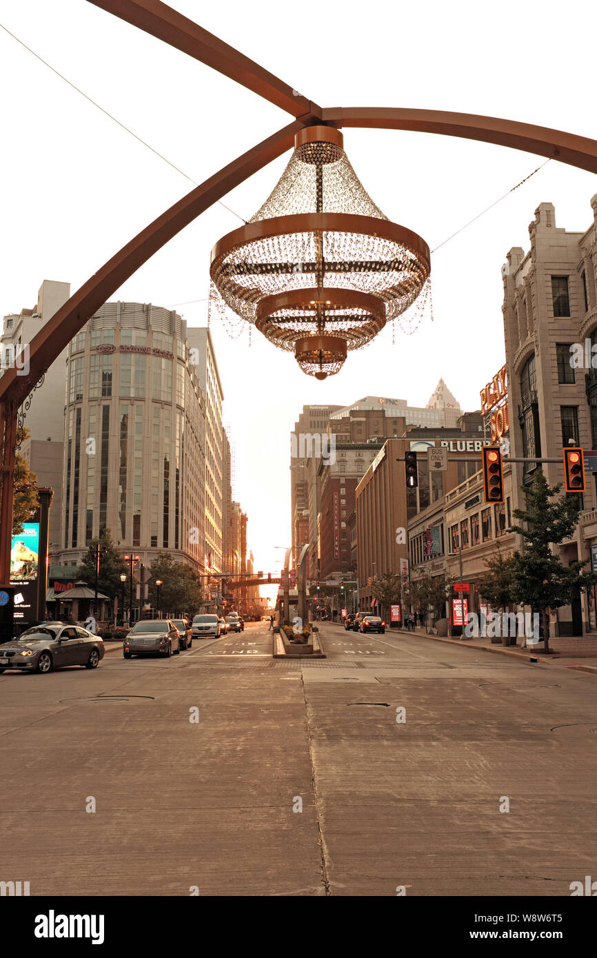 Playhouse Square district in Cleveland, Ohio, USA during a summertime