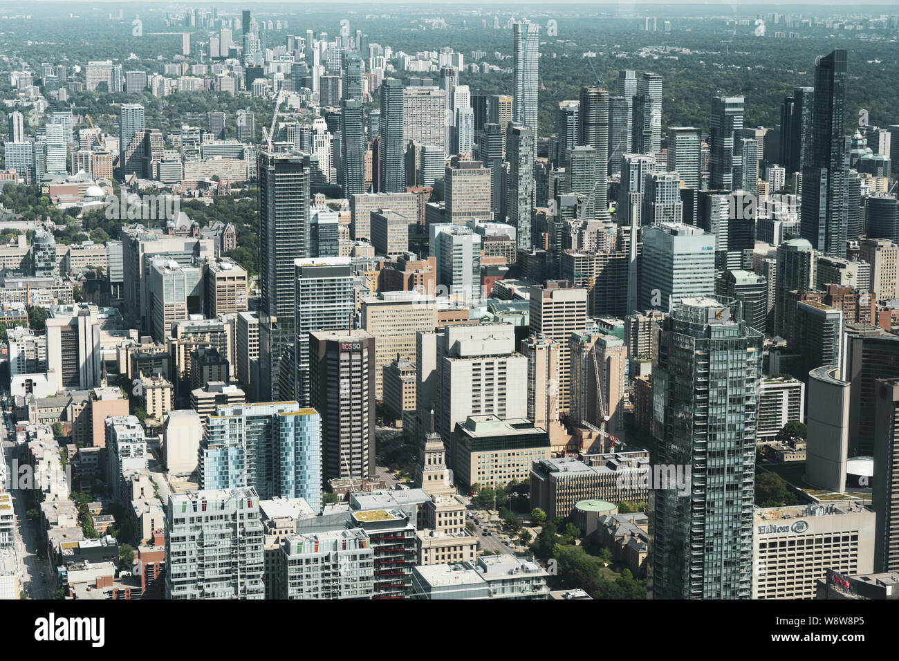 Toronto financial district aerial view from CN tower Stock Photo