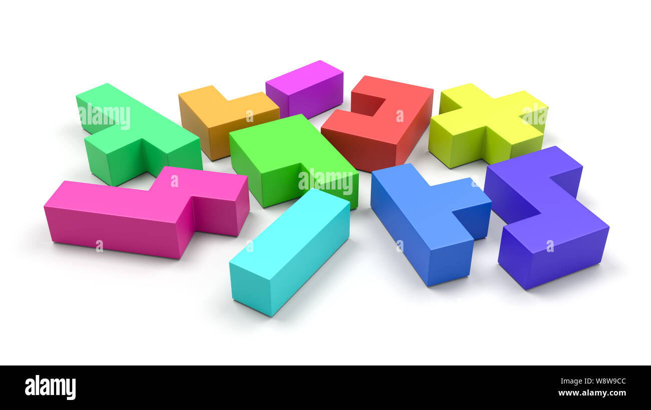 Colorful Blocks on White Background 3D Illustration Stock Photo