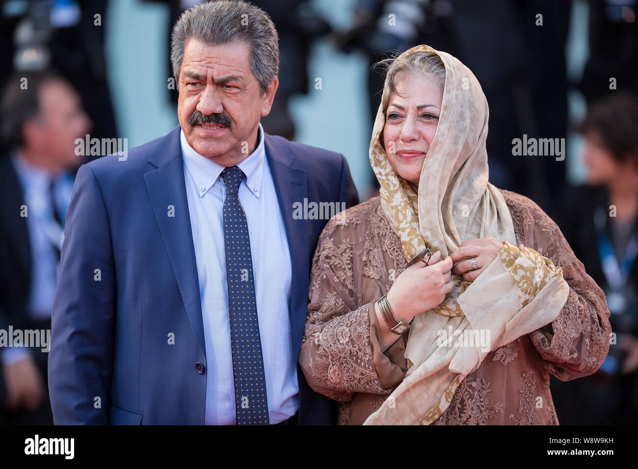 Iranian director Rakhshan Banietemad, right, poses on the red carpet