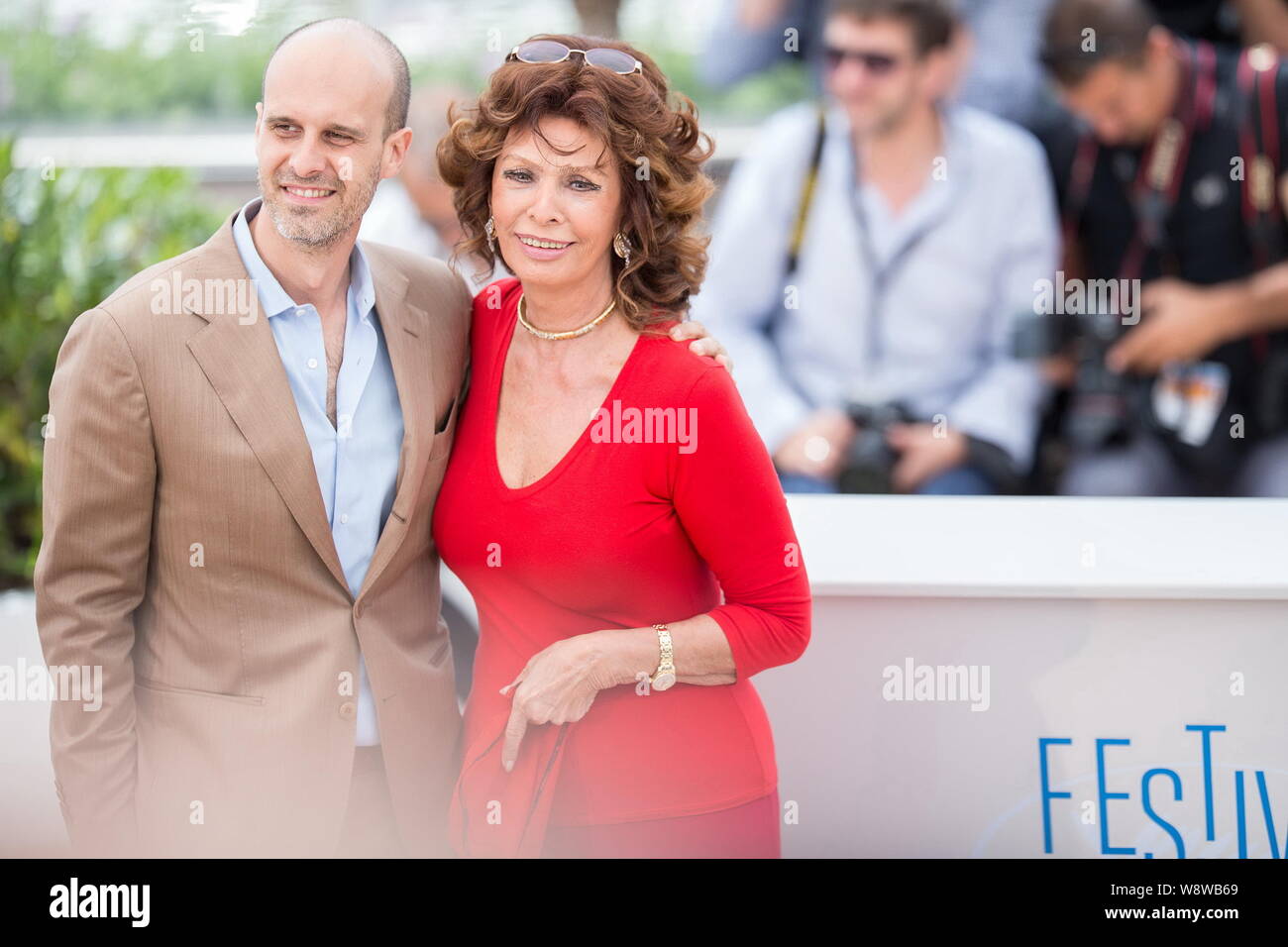 Italian actress Sophia Loren, right, and her director son Edoardo Ponti