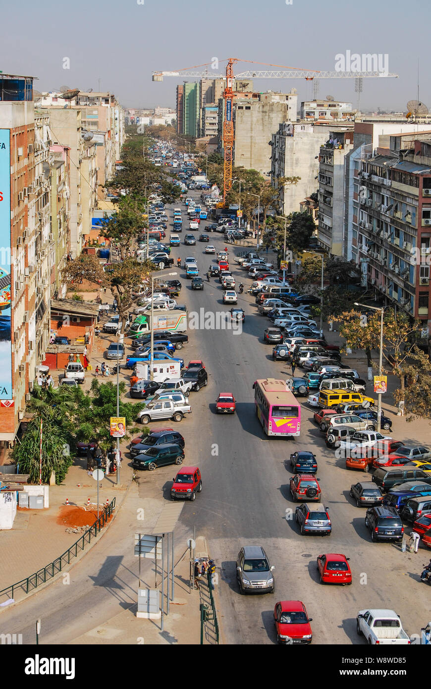 Aerial of Angola capital city Luanda busy streets Stock Photo