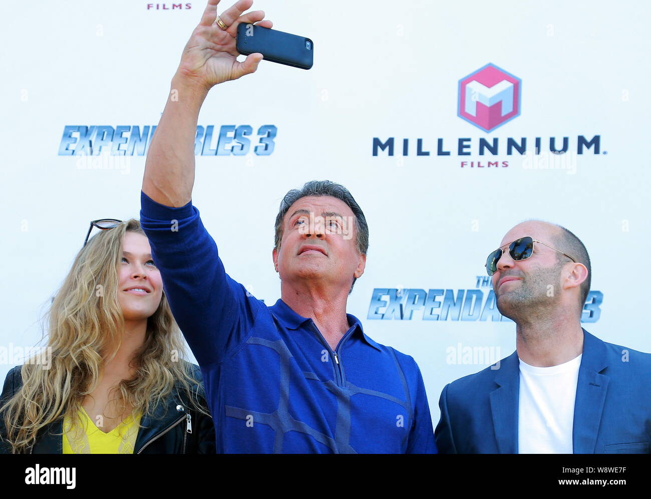 Stallone And Ronda Rousey American actor and director Sylvester Stallone, center, takes selfies ...