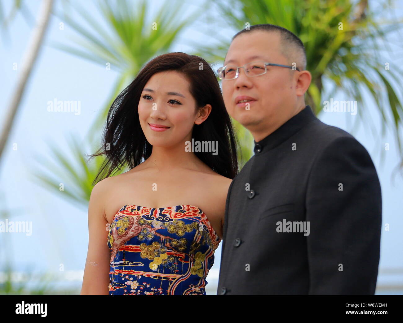Chinese actress Jian Renzi, left, and director Wang Chao pose at a photocall for their movie, Fantasia, during the 67th Cannes Film Festival in Cannes Stock Photo