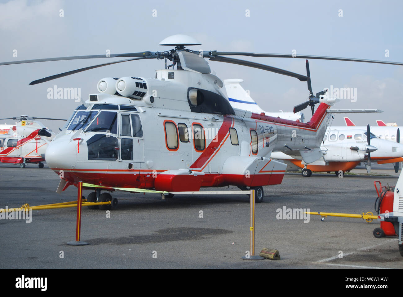 Angolan helicopter Super Puma L2 getting ready for the flight to the  offshore oil field Stock Photo - Alamy