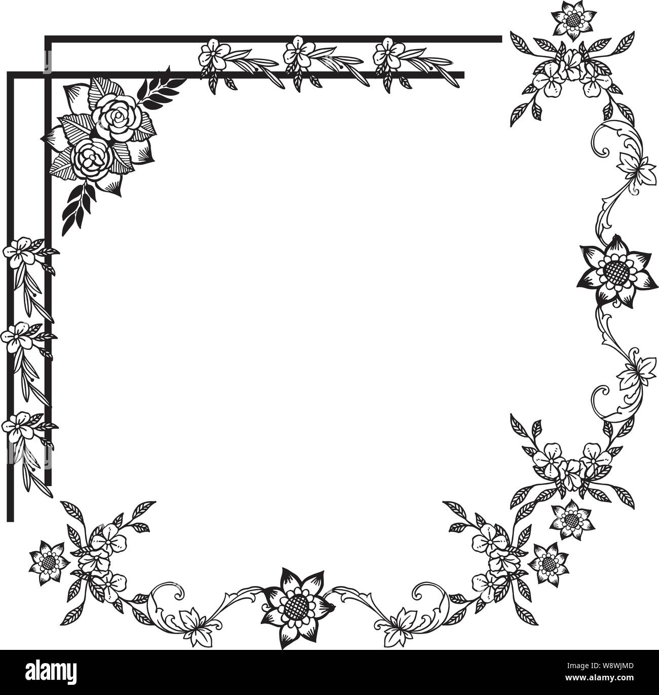 Design element floral frame isolated on white background. Vector ...