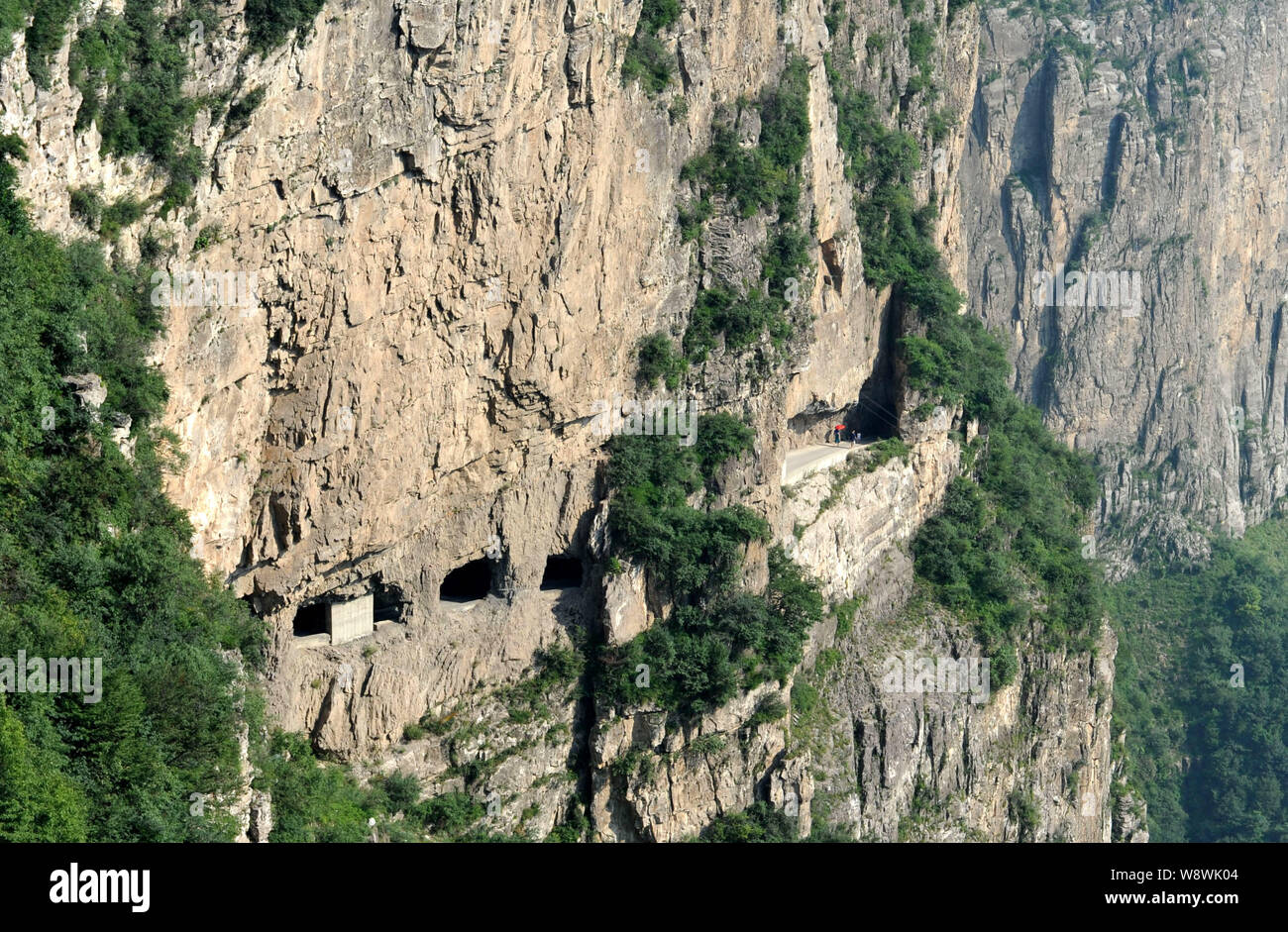 --FILE--View of the Guoliang Tunnel through the Wanxian Mountain in the Taihang Mountains in Huixian county, Xinxiang city, central China's Henan prov Stock Photo