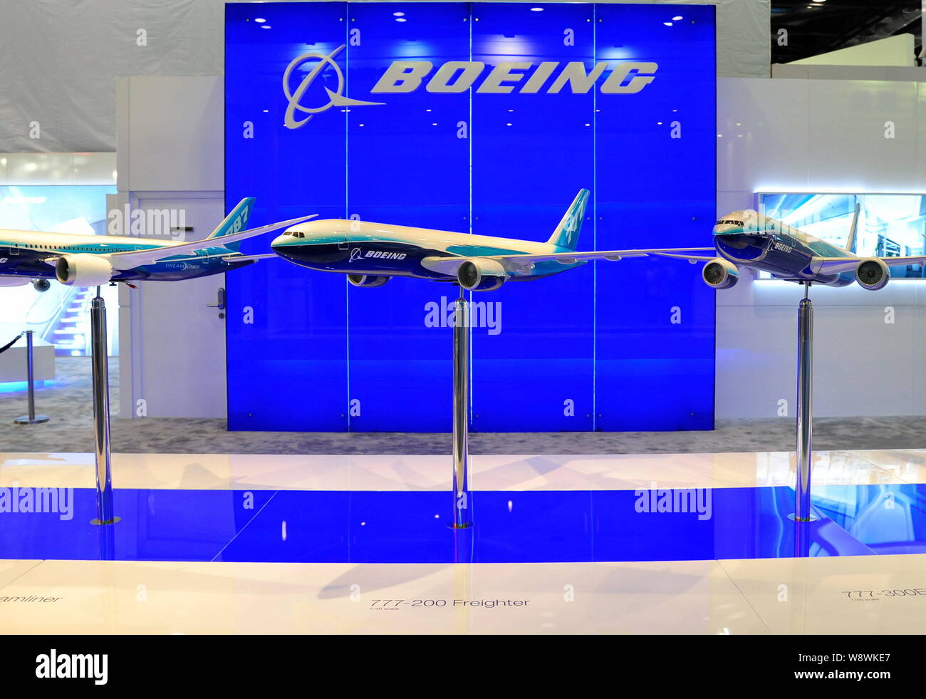 FILEModels of Boeing planes are seen on display during the Aviation