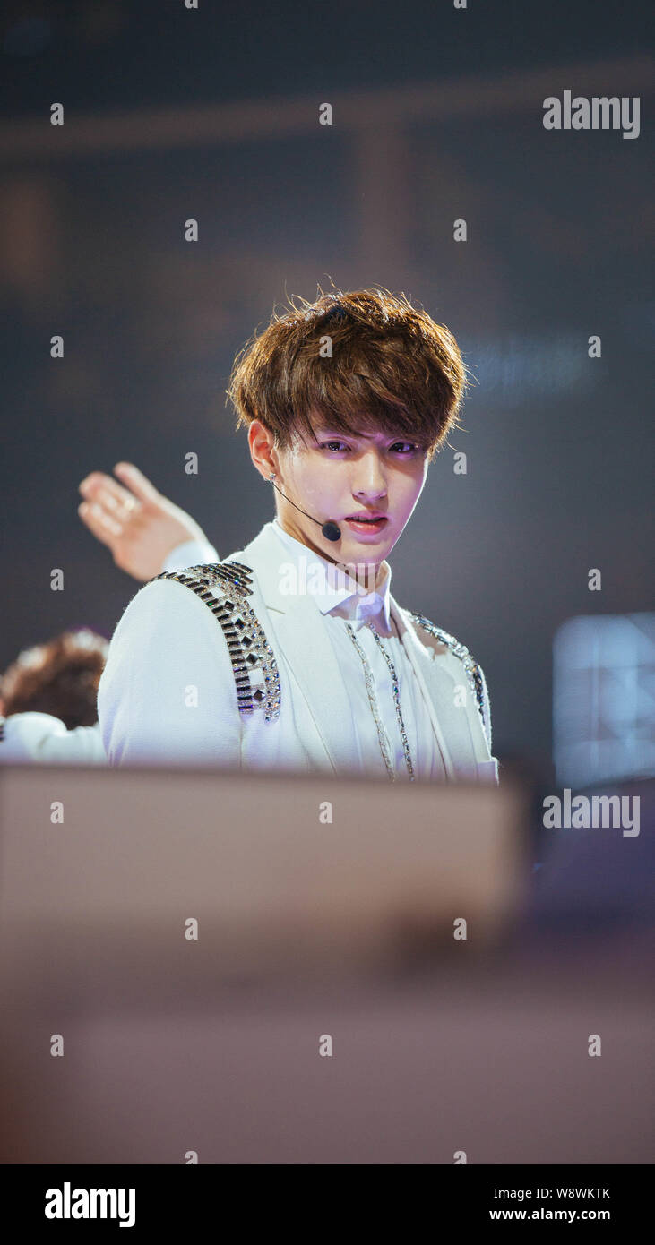 Kris Wu Yifan Of South Korean Chinese Boy Group Exo Attends The Comeback Show In Shanghai China 11 May 2014 Stock Photo Alamy
