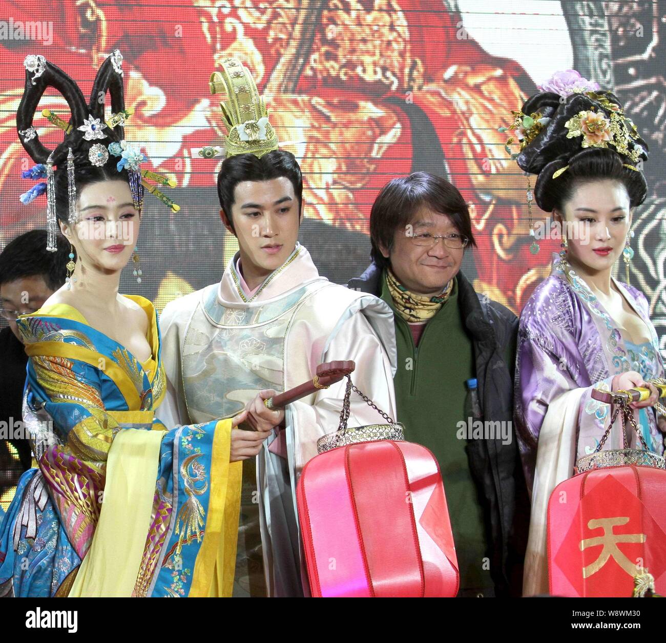From Left Chinese Actress Fan Bingbing Hong Kong Actor Aarif Rahman Or Aarif Lee Director Go Yik Chun And Chinese Actress Zhang Xinyu Pose At A Pr Stock Photo Alamy