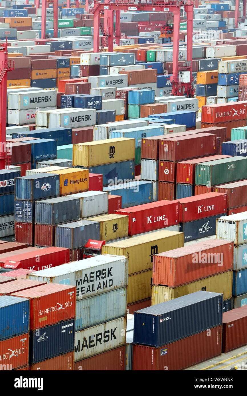 Terminal Container Stack --FILE--Stacks of containers are pictured at a container terminal of ...