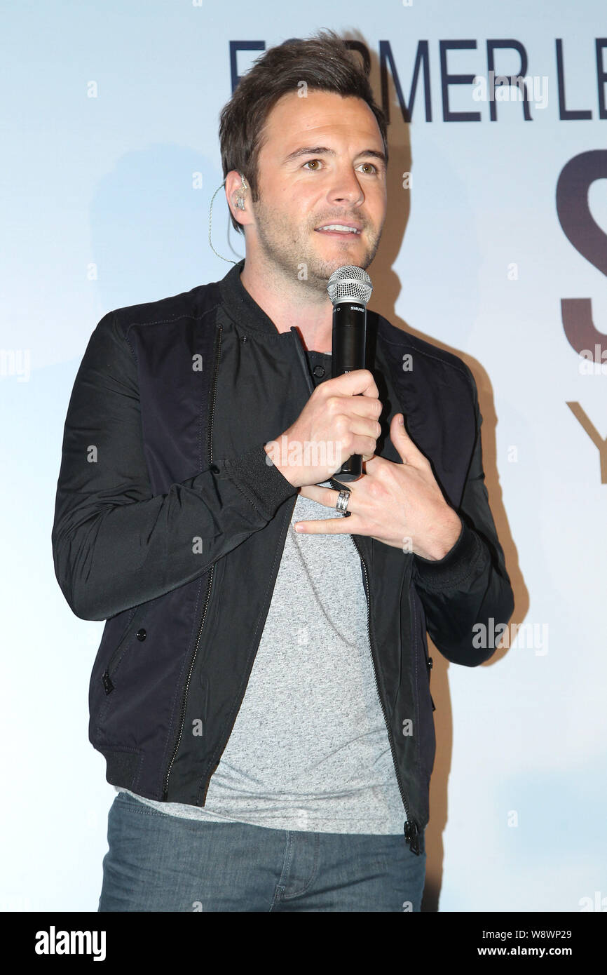 Shane Filan, former lead singer of Irish boy group Westlife, speaks at a signing event for his new album, You And Me, in Taipei, Taiwan, 7 June 2014. Stock Photo