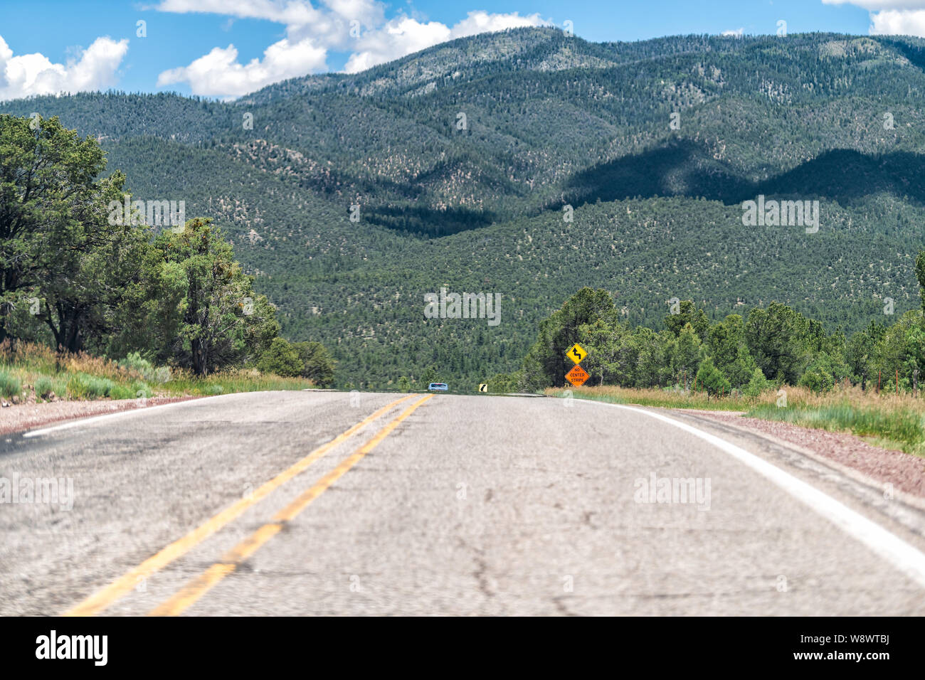 Carson National Forest route 75 in Vadito, New Mexico with Sangre de