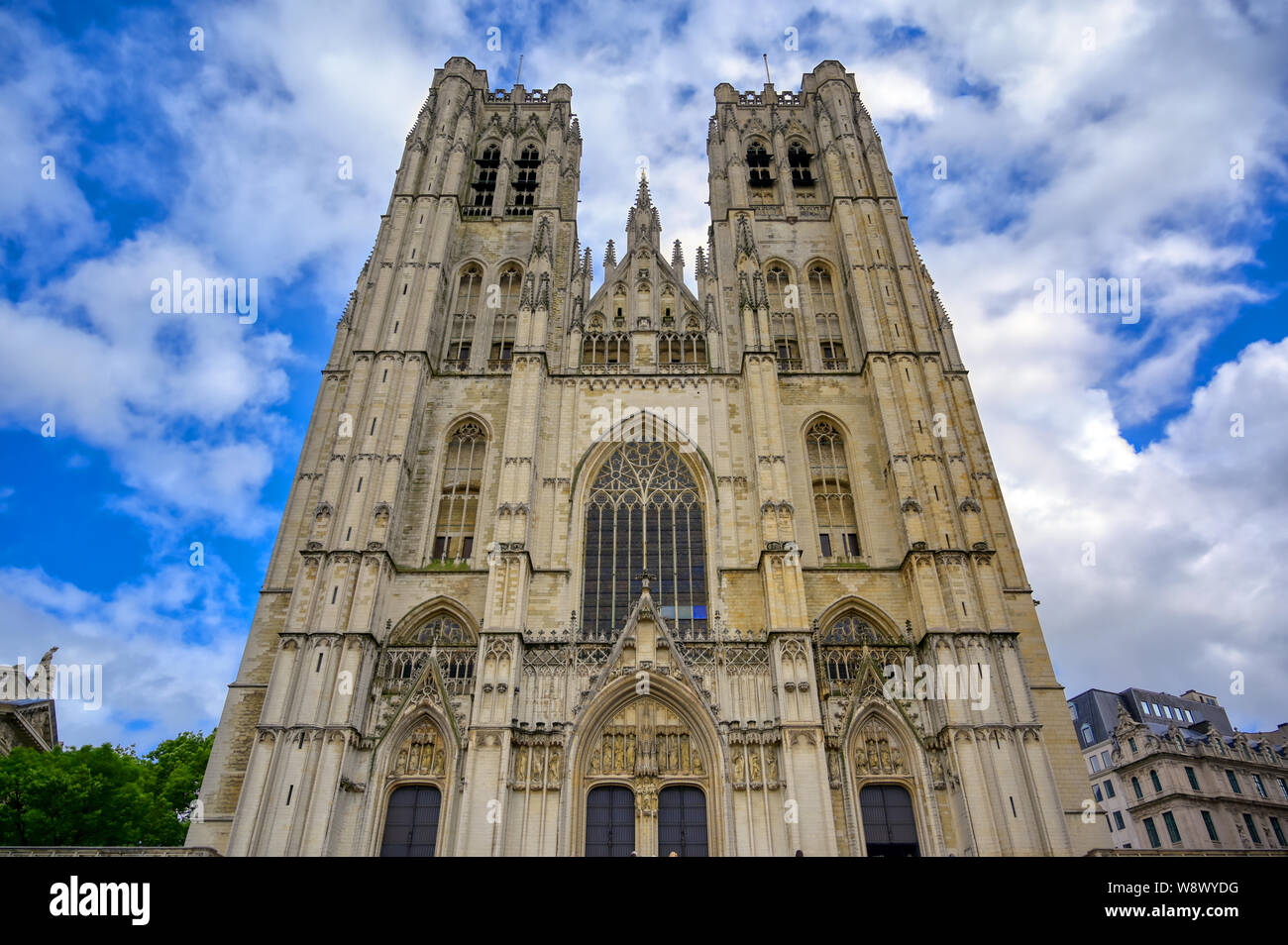 The Cathedral of St. Michael and St. Gudula is a Roman Catholic church in Brussels, Belgium. Stock Photo