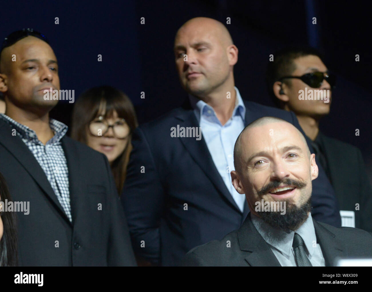 Australian Actor Hugh Jackman Front Smiles During The Premiere