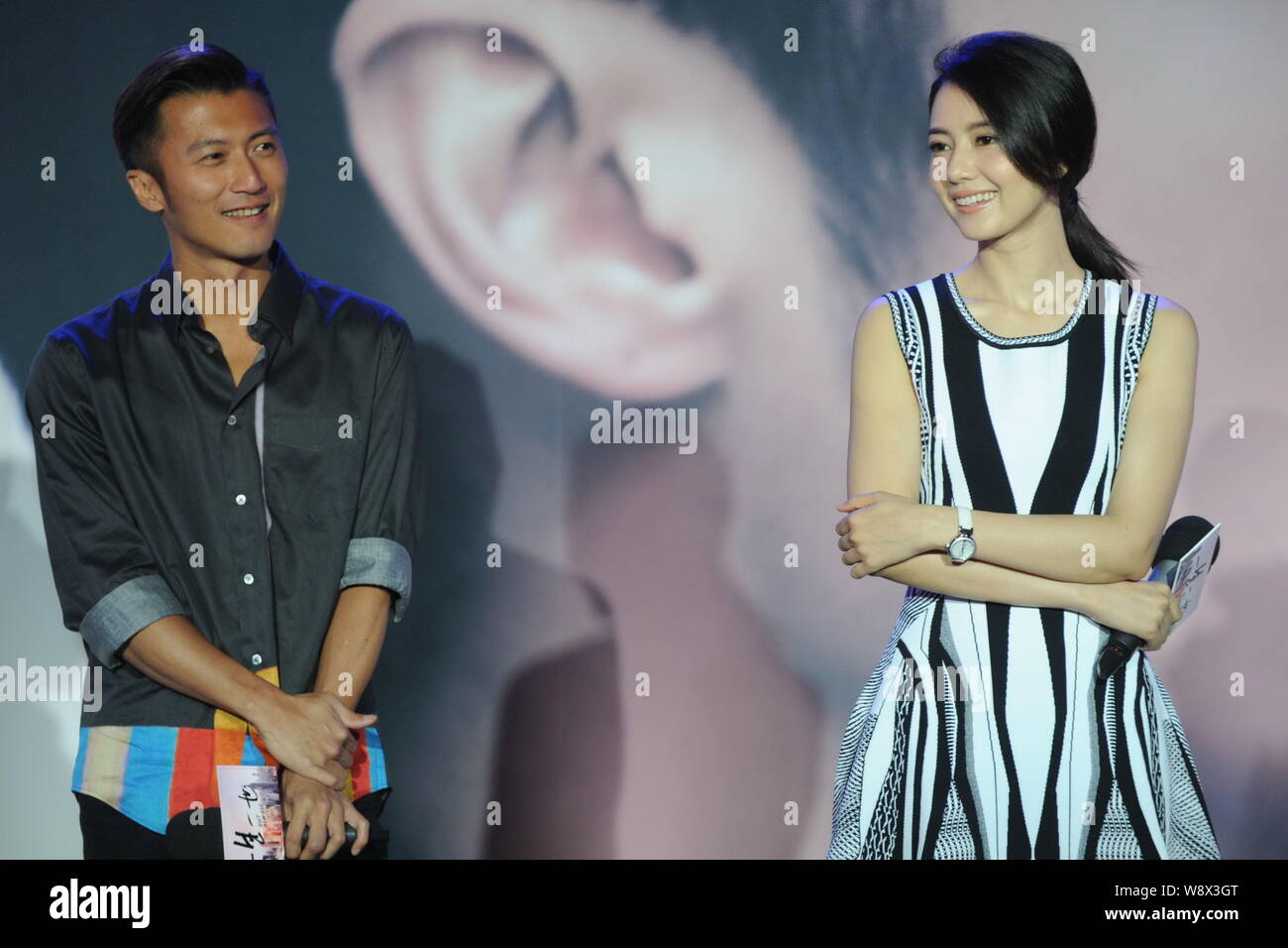 Hong Kong Actor Nicholas Tse Left And Chinese Actress Gao Yuanyuan Smile During A Press Conference For Their New Movie But Always In Beijing Chin Stock Photo Alamy
