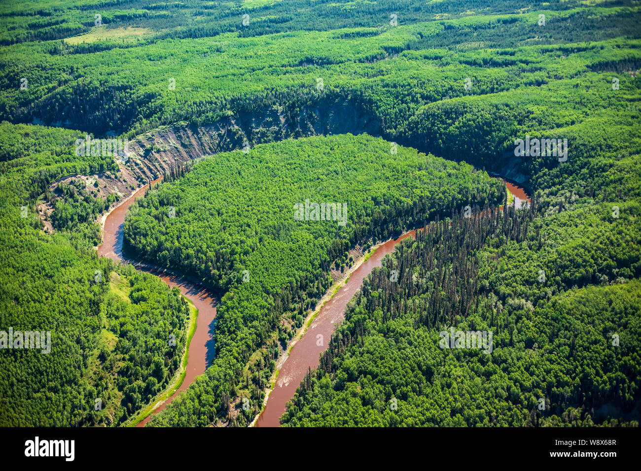 Aerial photo of the Mackay River west of Fort Mackay and northeast of