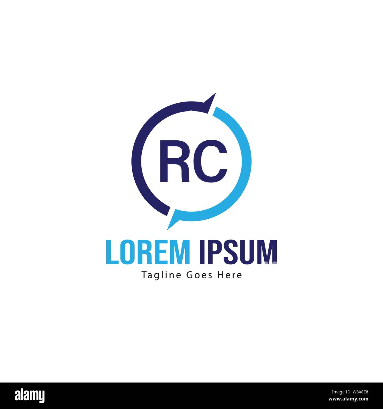 Initial RC logo template with modern frame. Minimalist RC letter logo ...