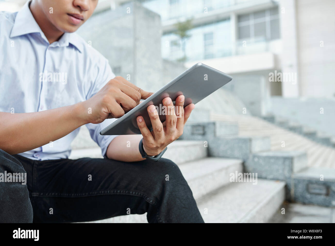 Businessman with tablet computer Stock Photo