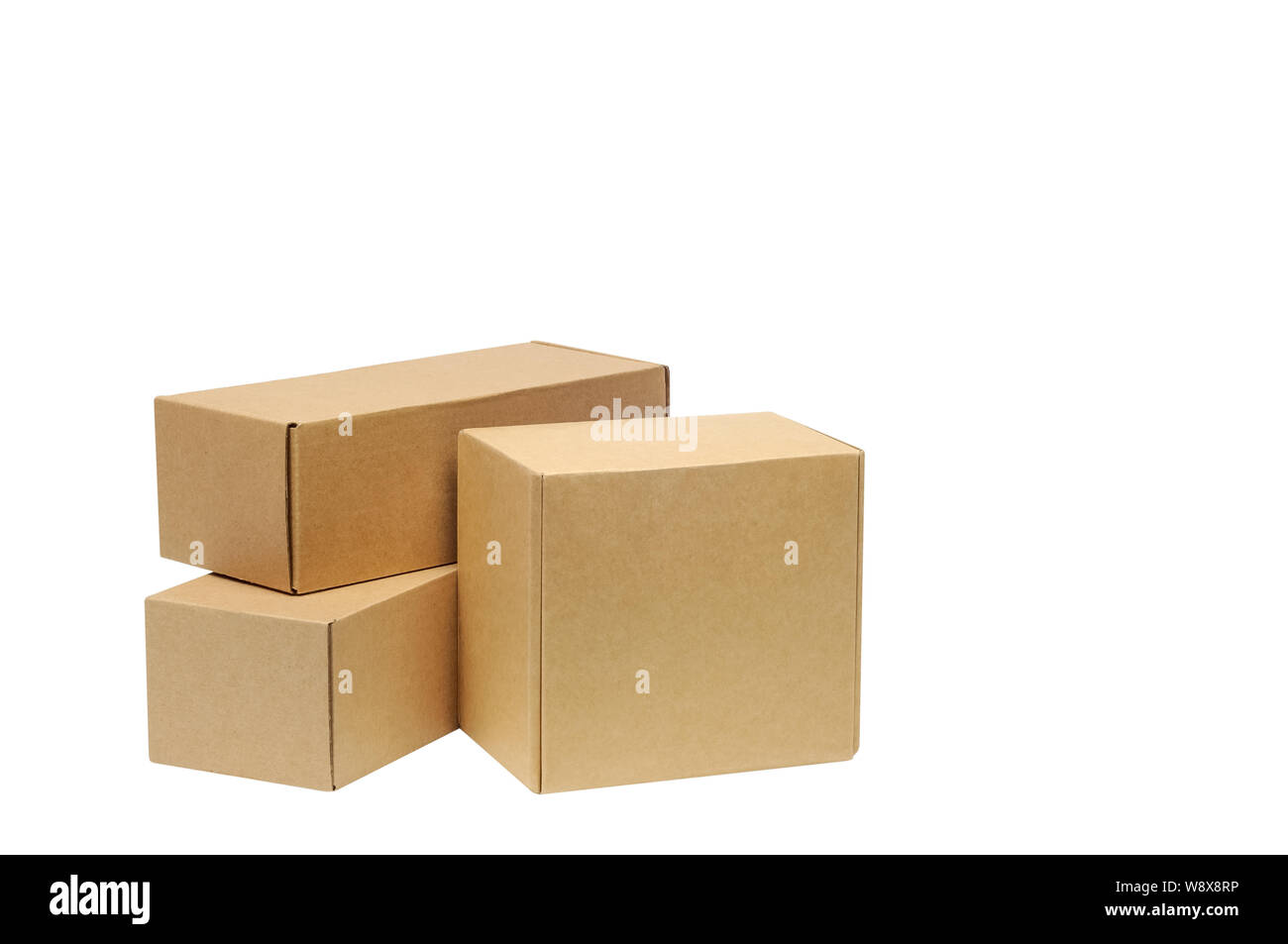 Cardboard boxes for goods on a white background. Different size. Isolated on white background Stock Photo