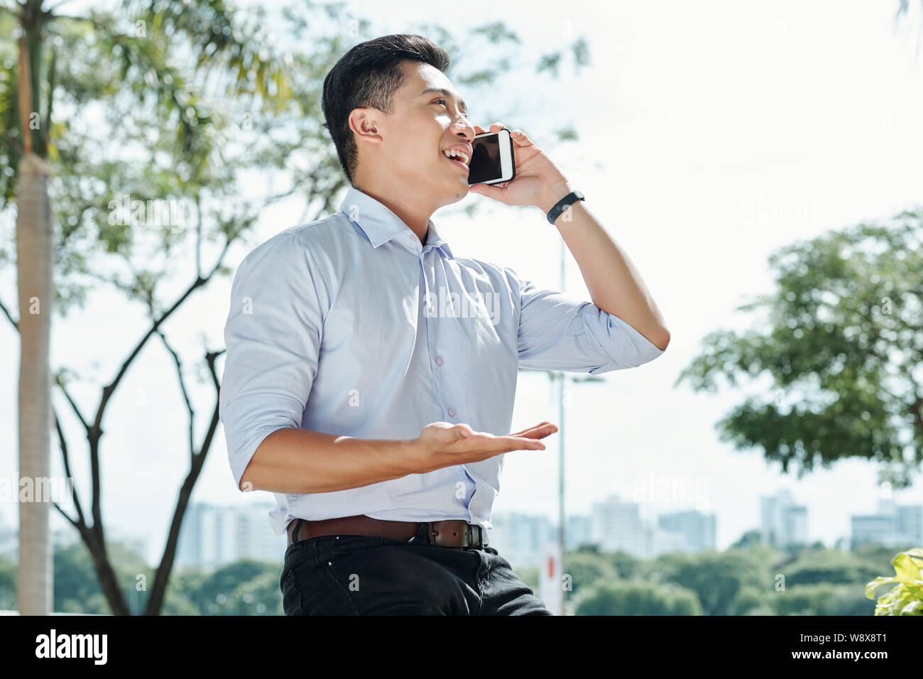 Entrepreneur talking on phone Stock Photo