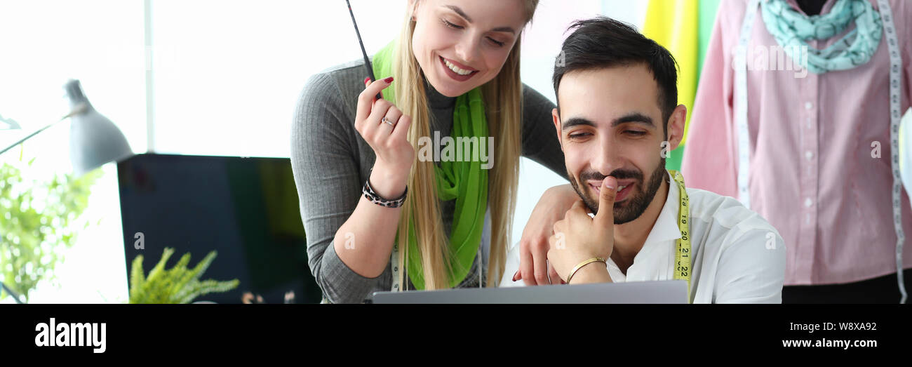 Computer Technology in Sewing Fashion Needlecraft Stock Photo