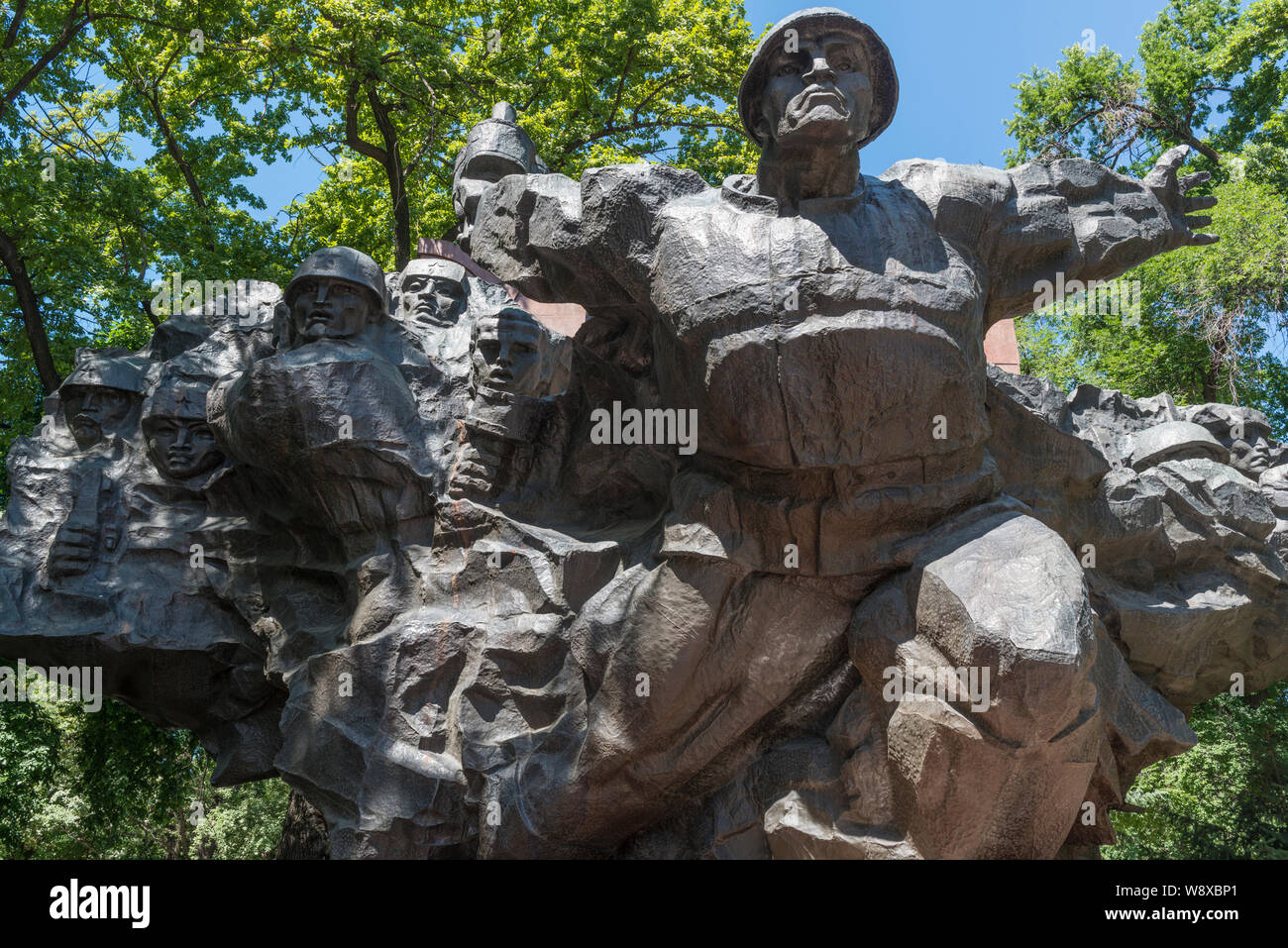 WWII Monument in the Park of 28 Panfilov Guardsmen, Almaty, Kazakhstan. Stock Photo