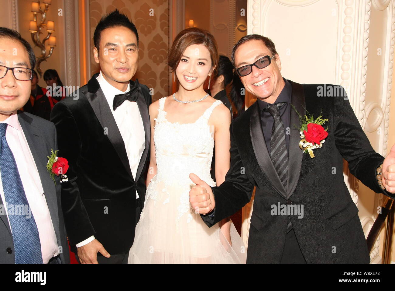 From second left) Hong Kong actor Simon Yam, Charlene Choi of Hong Kong pop  duo Twins and Hollywood action star Jean-Claude Van Damme pose on the red  Stock Photo - Alamy