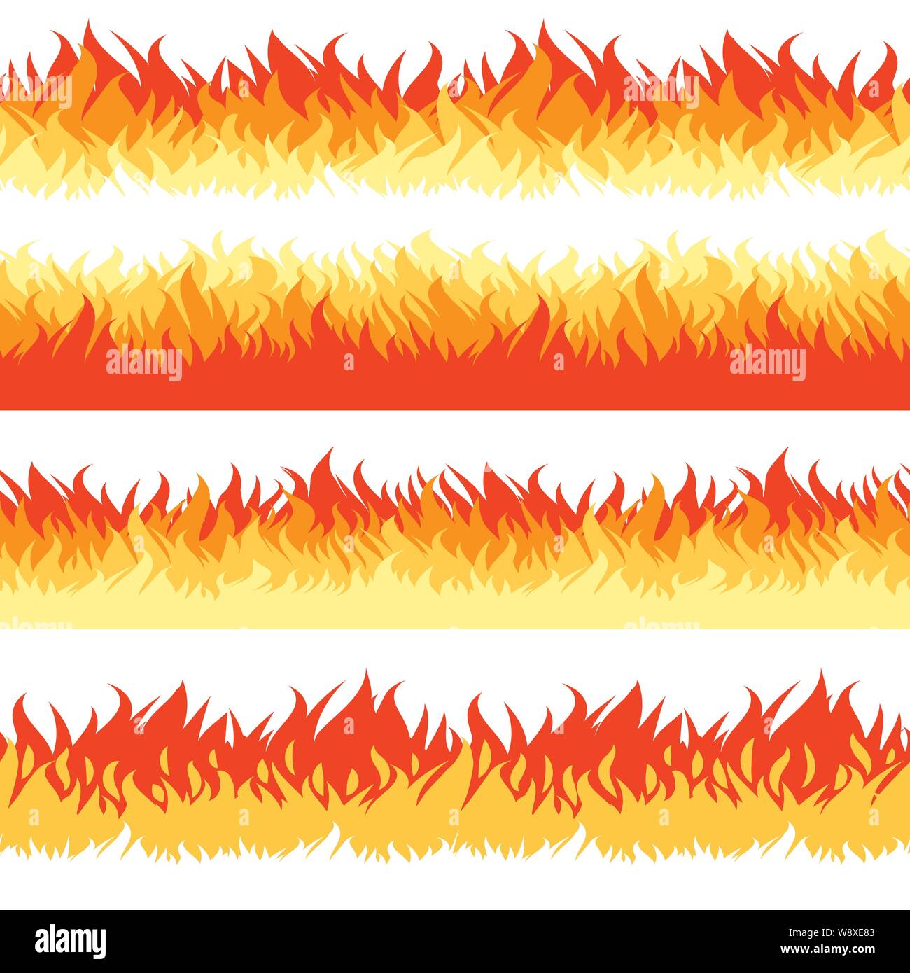 Red fire seamless borders Stock Vector