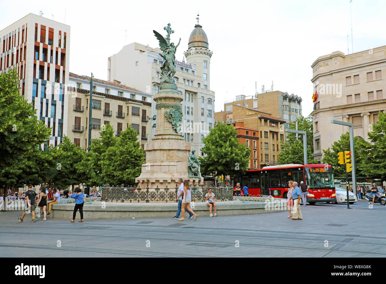 ZARAGOZA, SPAIN - JULY 1, 2019: Plaza Espana square, Zaragoza, Spain Stock Photo