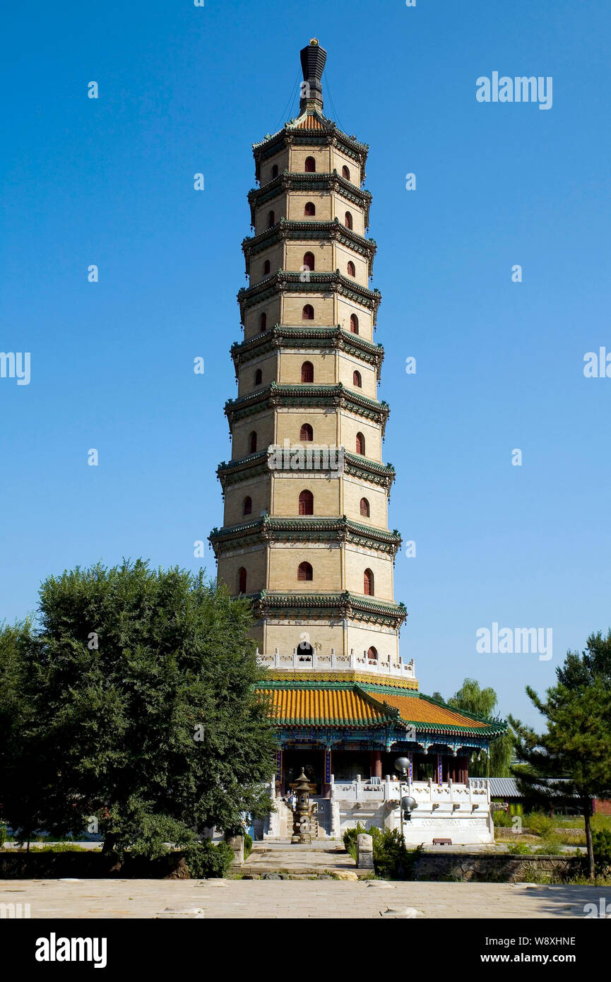 View of a pagoda at the Chengde Mountain Resort in Chengde city, north Chinas Hebei province. Stock Photo