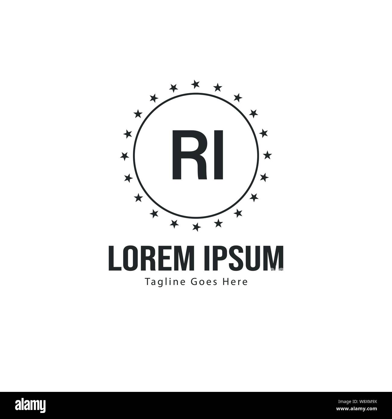 Initial RI logo template with modern frame. Minimalist RI letter logo ...
