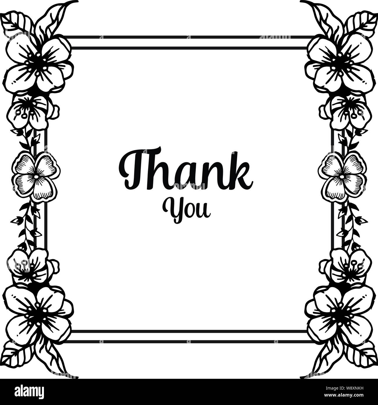 Shape of card thank you, texture vintage flower frame, isolated on a