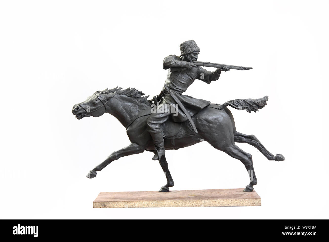 Figurine  horseman. Plasticine. On a white background Stock Photo