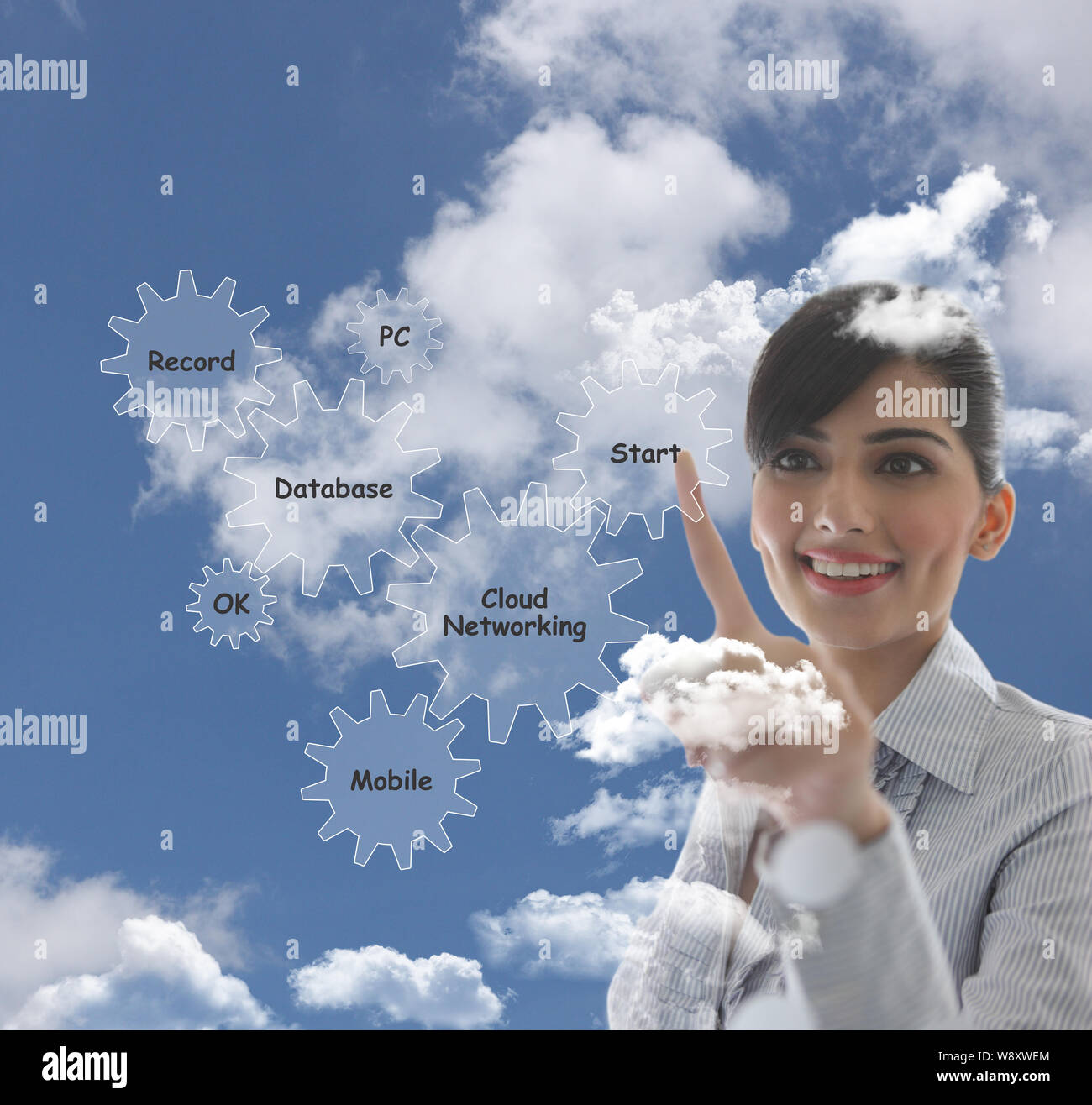 Businesswoman using new technology Stock Photo