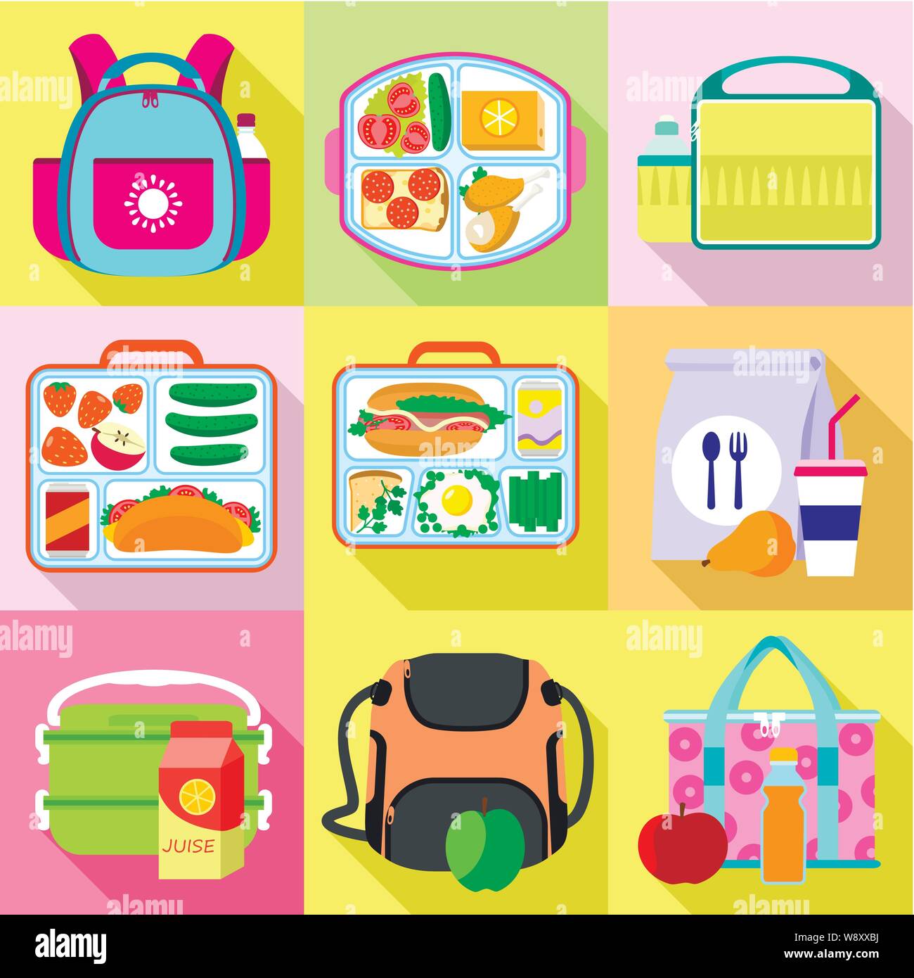 Lunchbox Icons Set Cartoon Set Of Lunchbox Icons - Free Download Vector PSD and Stock Image